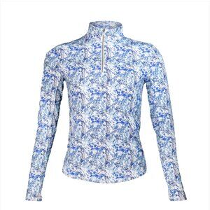 Adair Active Blue and White Golf Graphic Quarter Zip SUN SHIRT